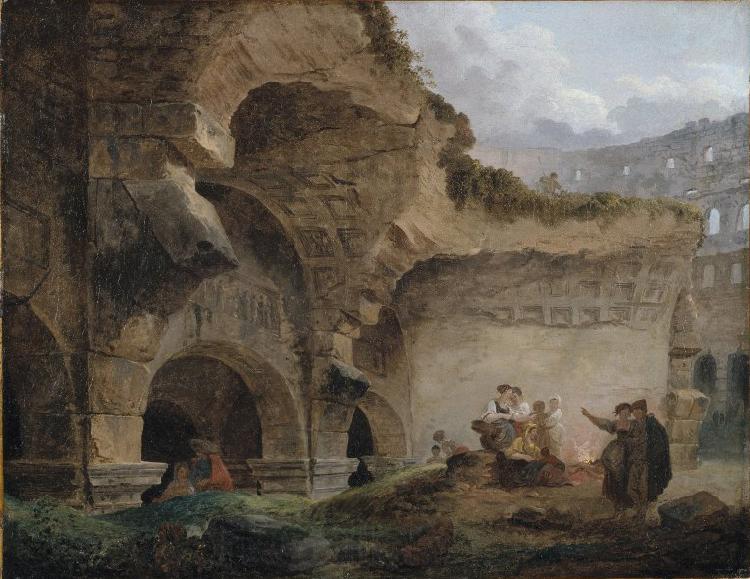 Hubert Robert Washerwomen in the Ruins of the Colosseum Spain oil painting art